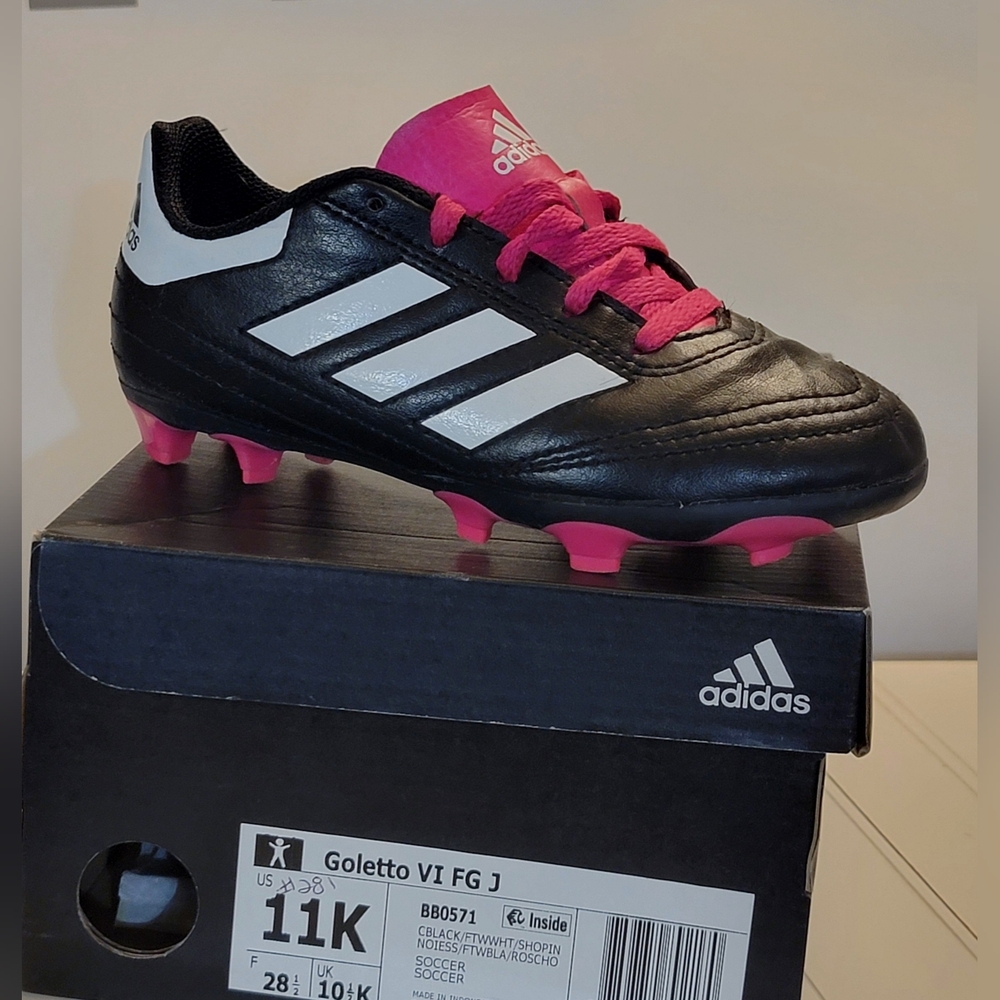 Adidas Goletto 6 FG J Soccer Cleats 'Black Pink'  BB0571 Size 11K
